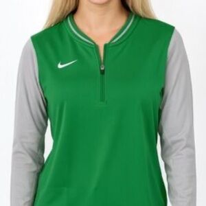 NIKE Dri-Fit Long Sleeve Coaches 1/4 Zip Shirt Colorblock Green Gray Size L NEW